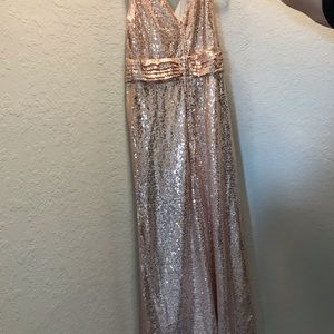 Long formal rose gold sequin dress
